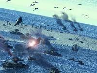 Arm forces mount a naval assault in a mid-mission still image.